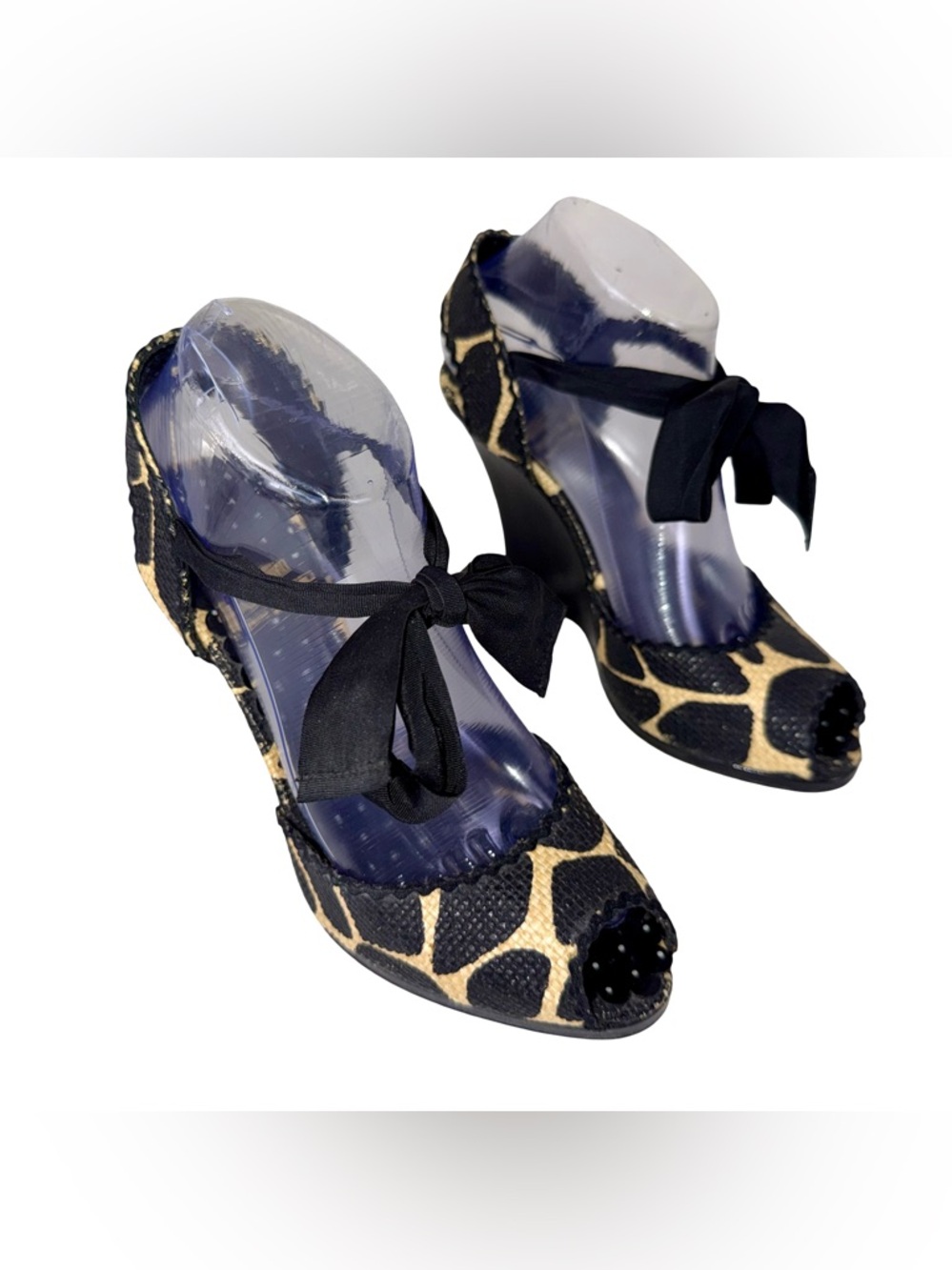 MOSCHINO GIRAFFE-PRINT WEDGE SANDALS
